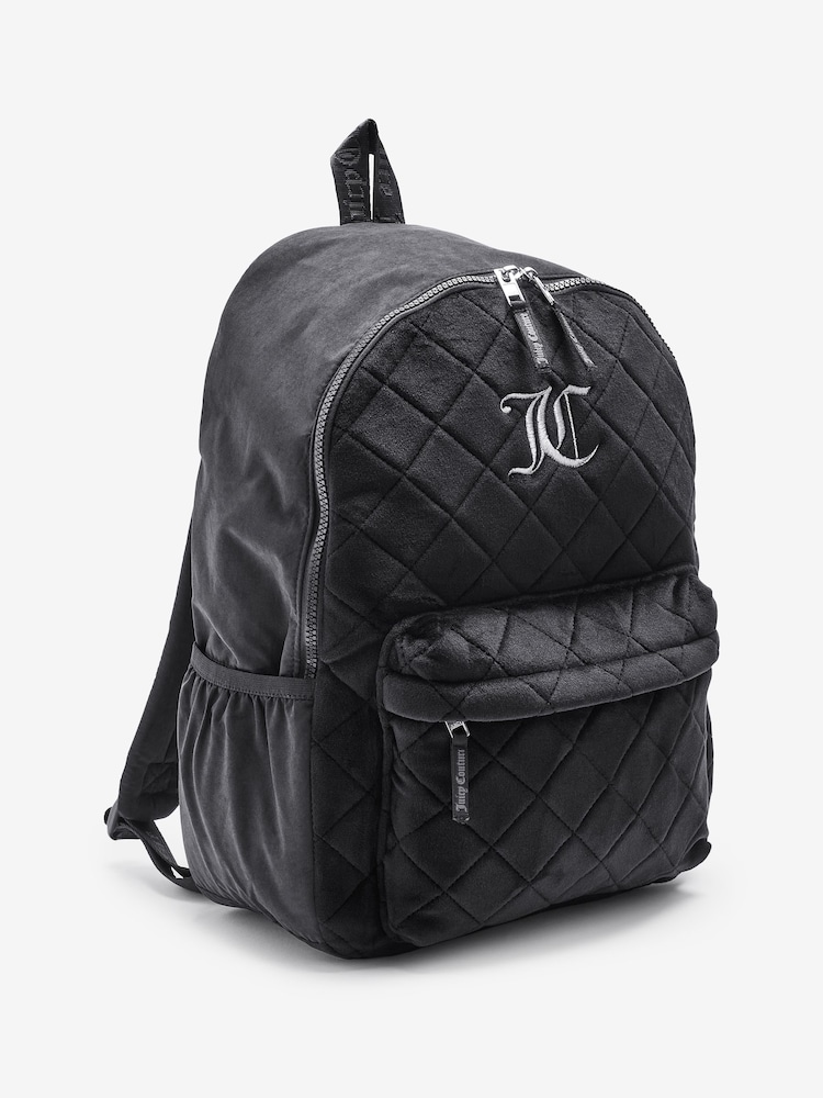 Juicy Couture Black Girls Quilted Velour Backpack - Image 2 of 10