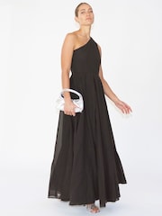 Religion Black Sheer One Shoulder Maxi Dress With Full Skirt - Image 5 of 6