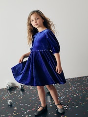 Kobaltblau - Velvet Party Dress (3-16yrs) - Bild 2 von 8