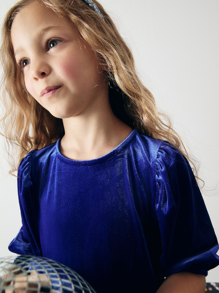 Cobalt Blue Velvet Party Dress (3-16yrs) - Image 4 of 8