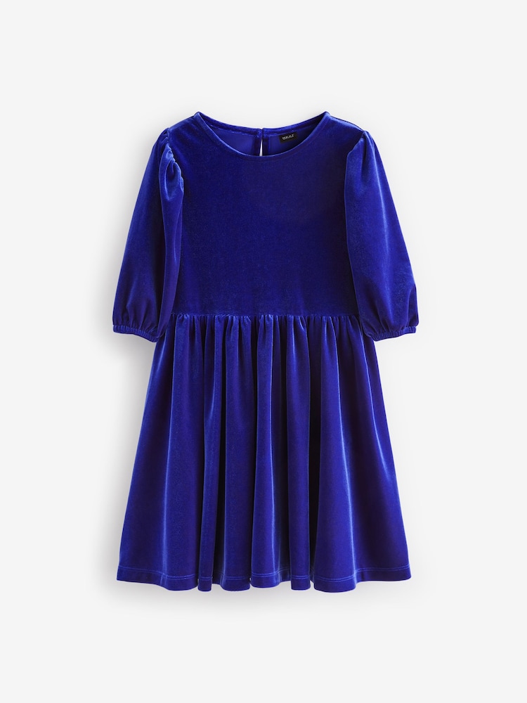 Cobalt Blue Velvet Party Dress (3-16yrs) - Image 5 of 8