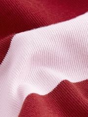 Red/Pink Stripe Long Sleeve Midi Rugby 100% Cotton Shirt Dress - Image 6 of 6