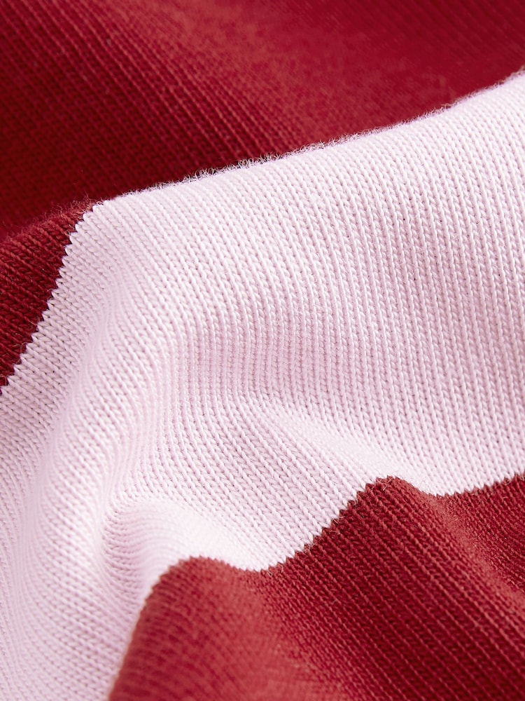 Red/Pink Stripe Long Sleeve Midi Rugby 100% Cotton Shirt Dress - Image 6 of 6