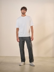 Charcoal Grey/Navy Blue Straight Fit Cotton Rich Stretch Cargo Trousers 2 Pack - Image 4 of 15