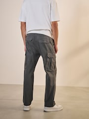 Charcoal Grey/Navy Blue Straight Fit Cotton Rich Stretch Cargo Trousers 2 Pack - Image 5 of 15