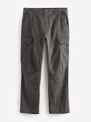 Charcoal Grey/Navy Blue Straight Fit Cotton Rich Stretch Cargo Trousers 2 Pack - Image 7 of 15