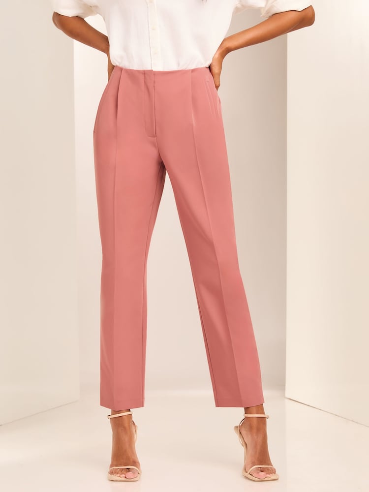Lipsy Pink Smart Tailored Tapered Trousers - Image 1 of 4