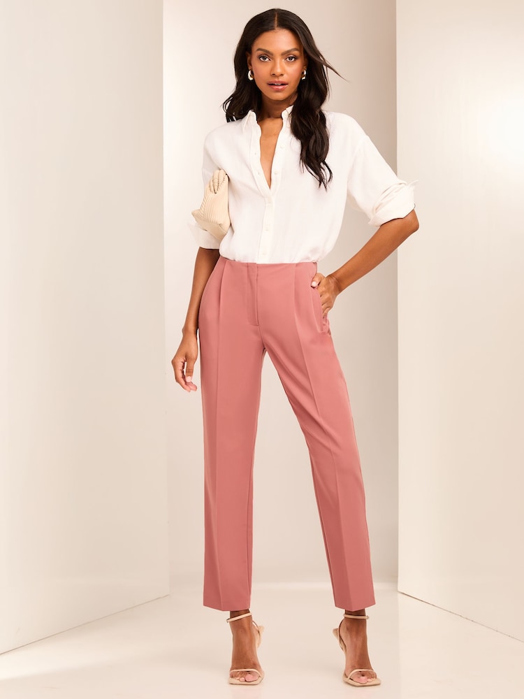 Lipsy Pink Smart Tailored Tapered Trousers - Image 2 of 4