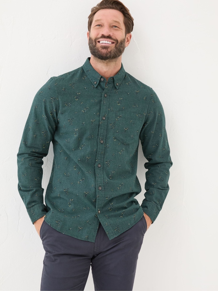 FatFace Teal Blue Burgess Floral Print Shirt - Image 1 of 5