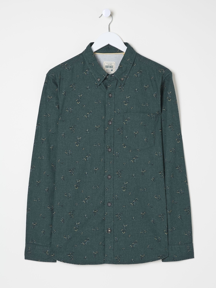 FatFace Teal Blue Burgess Floral Print Shirt - Image 5 of 5