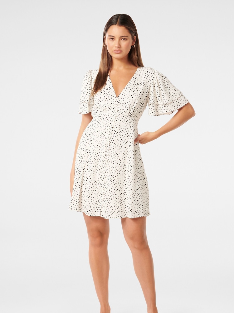 Forever New White Pria Button Through Mini Dress - Image 5 of 5