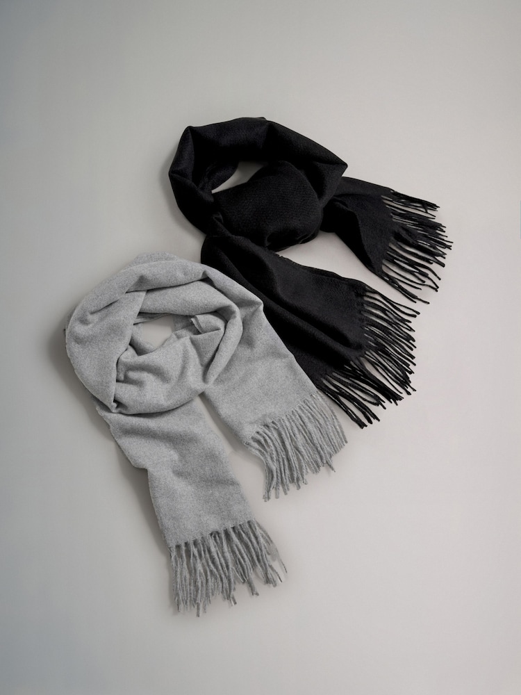 The Set Gre /Black 2 Pack Midweight Scarf - Image 1 of 1