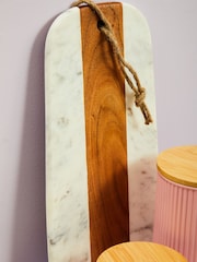 Maison by Premier White Oblong Marble And Acacia Board - Image 1 of 6