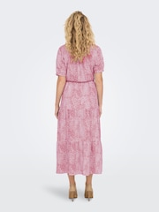JDY Purple Printed V-Neck Short Sleeve Tiered Maxi Dress - Image 2 of 5