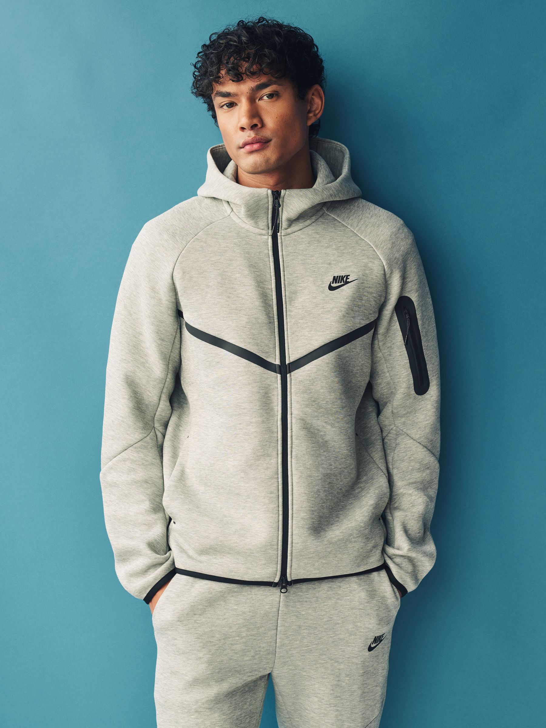 Сірий - Nike Gym червоний Tech Fleece Zip Up худі