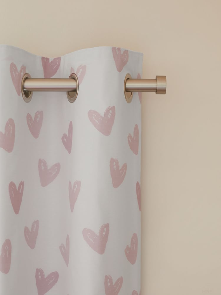 Pink Hearts Blackout/Thermal Eyelet Curtains - Image 1 of 5