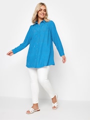 Yours Curve Blue 100% Cotton Anglaise Shirt - Image 2 of 5