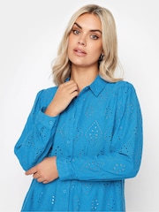 Yours Curve Blue 100% Cotton Anglaise Shirt - Image 4 of 5
