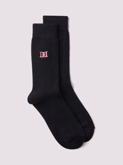 Duchamp Black Mens Chunky Cashmere Mix Rib Socks - Image 1 of 3