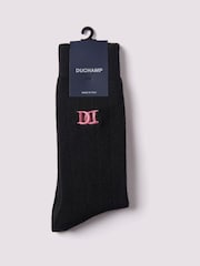 Duchamp Black Mens Chunky Cashmere Mix Rib Socks - Image 2 of 3