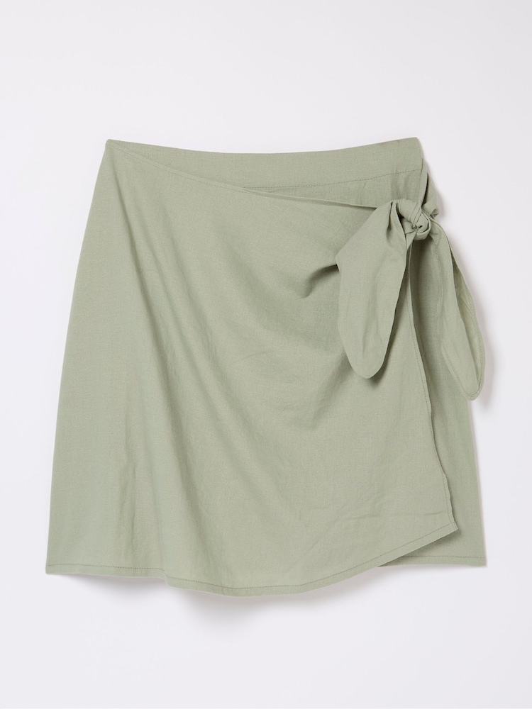 FatFace Mia Green Linen Blend Skirt - Image 5 of 5