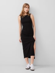 French Connection Black Cotton Rassia Slash Neck Dress - Image 1 of 4