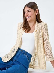 Roman Natural Floral Lace Blazer Jacket - Image 1 of 5
