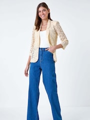 Roman Natural Floral Lace Blazer Jacket - Image 2 of 5
