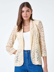 Roman Natural Floral Lace Blazer Jacket - Image 4 of 5