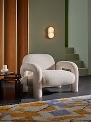MADE.COM Pax Boucle Off White Bobo Accent Chair in Velvet - Image 1 of 5