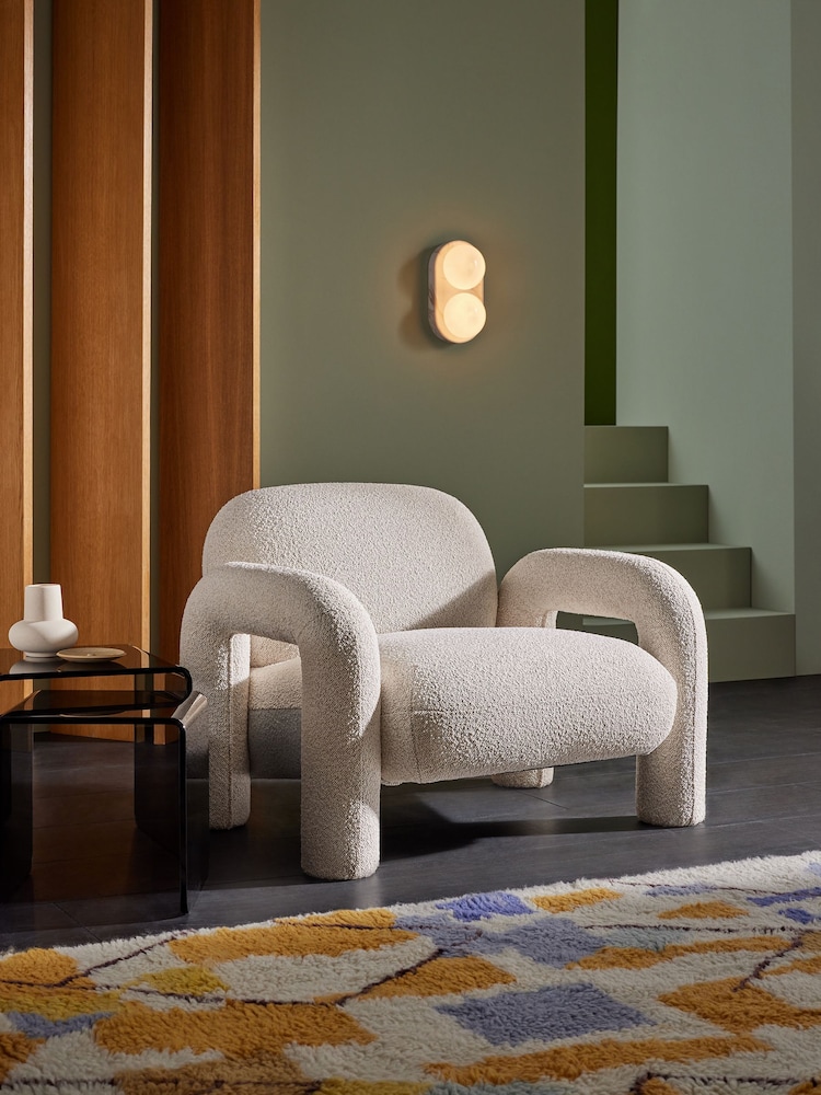MADE.COM Pax Boucle Off White Bobo Accent Chair in Velvet - Image 1 of 5