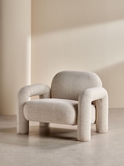 MADE.COM Pax Boucle Off White Bobo Accent Chair in Velvet - Image 2 of 5