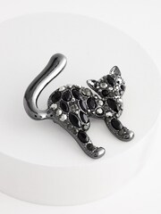 Black Halloween Cat Sparkle Brooch - Image 3 of 7