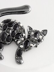 Black Halloween Cat Sparkle Brooch - Image 5 of 7