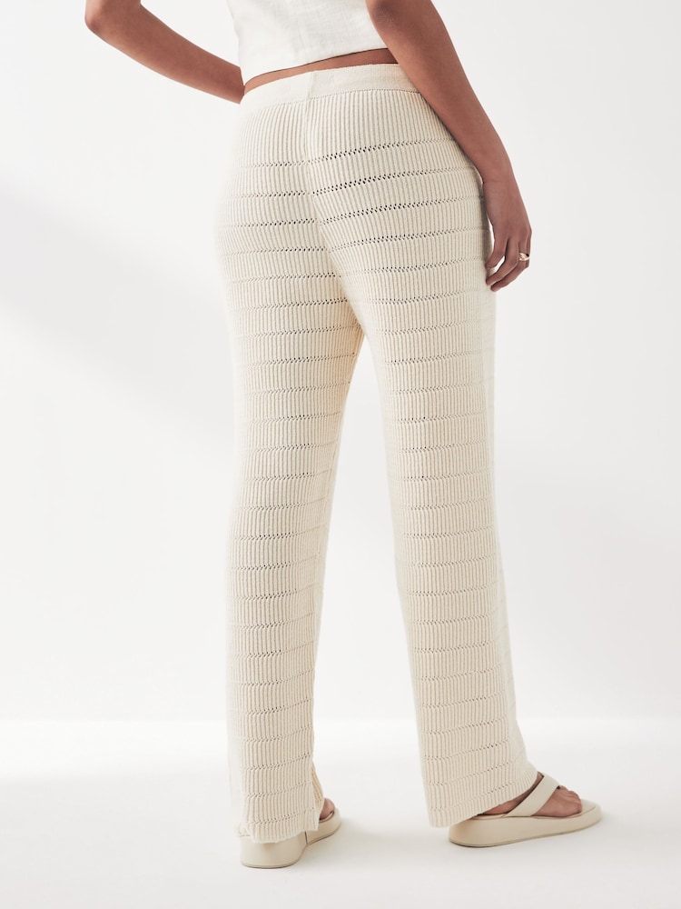 ONLY Cream Wide Leg Crochet Beach Trousers - Image 2 of 5