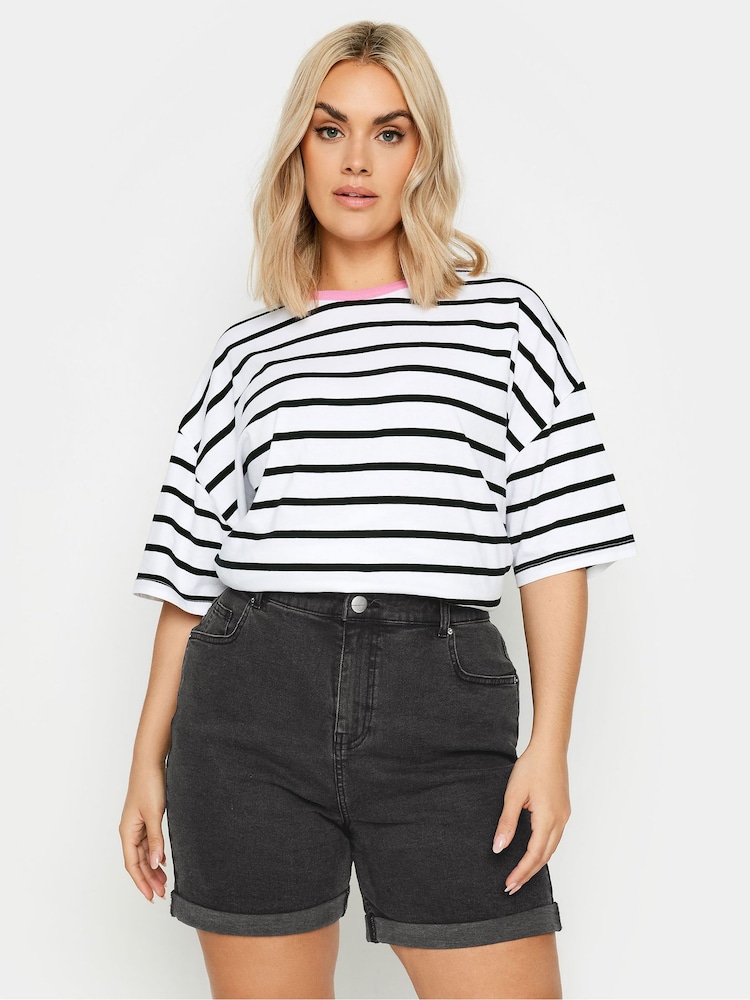 Yours Curve Black Mom Turn Hem Shorts - Image 1 of 5 Yours Curve Black Mom Turn Hem Shorts - Image 1 of 5