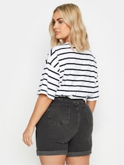 Yours Curve Black Mom Turn Hem Shorts - Image 2 of 5