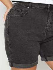 Yours Curve Black Mom Turn Hem Shorts - Image 4 of 5