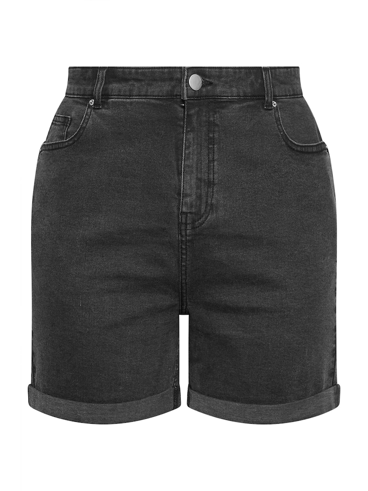 Yours Curve Black Mom Turn Hem Shorts - Image 5 of 5