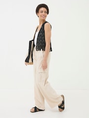 FatFace Black Coin Trim Crochet Waistcoat - Image 6 of 9