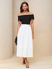 Lipsy Black Ruched Front Bardot Top - Image 3 of 4