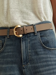 Reiss Taupe Indie Leather Twisted Buckle Belt - Image 2 of 4