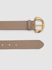 Reiss Taupe Indie Leather Twisted Buckle Belt - Image 3 of 4