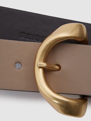 Reiss Taupe Indie Leather Twisted Buckle Belt - Image 4 of 4
