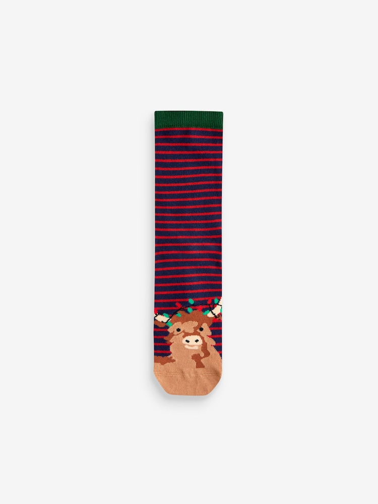 Hamish the Highland Cow Christmas Pattern Ankle Socks 4 Pack - Image 2 of 5