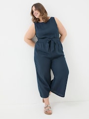 FatFace Liz Blue Linen Jumpsuit - Image 5 of 7