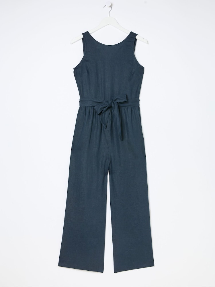 FatFace Liz Blue Linen Jumpsuit - Image 7 of 7