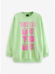 Lime Green License Nirvana Bright Washed Slogan Graphic Sweatshirt - Image 5 of 6