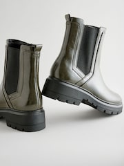 Khaki Green Extra Wide Fit Forever Comfort® Patent Chelsea Boots - Image 7 of 8