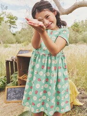 Boden Green 100% Cotton Sunflower Short Sleeved Fun Jersey Dress - Image 1 of 4